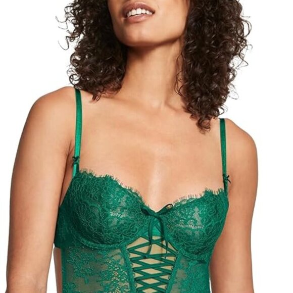 Victoria's Secret Other - Victoria's Secret EMERALD GREEN Unlined Wicked Lace Up Teddy SOLD OUT in XL